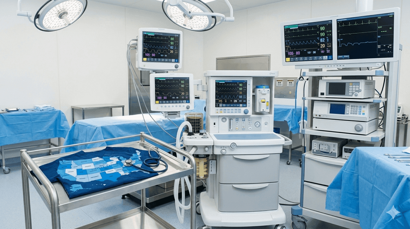 CRNA salary by state 2026 chart showing nurse anesthetist pay