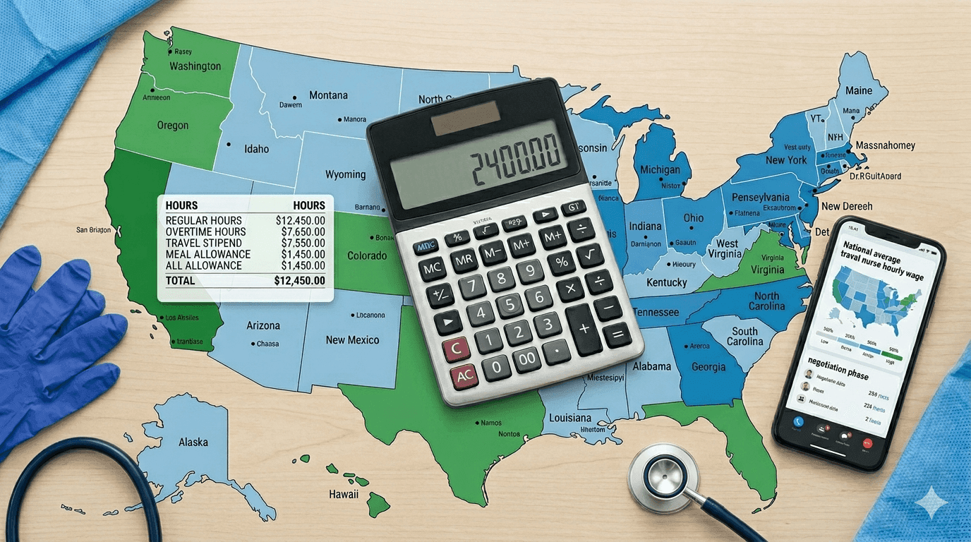 RN salary by state 2026 map showing registered nurse pay across all 50 states